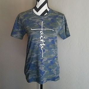 Love in Faith Camo Faith Cross Tshirt